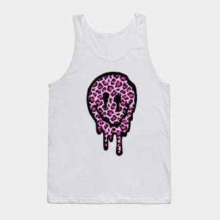 Pink Leopard Drippy Smiley Face Tank Top